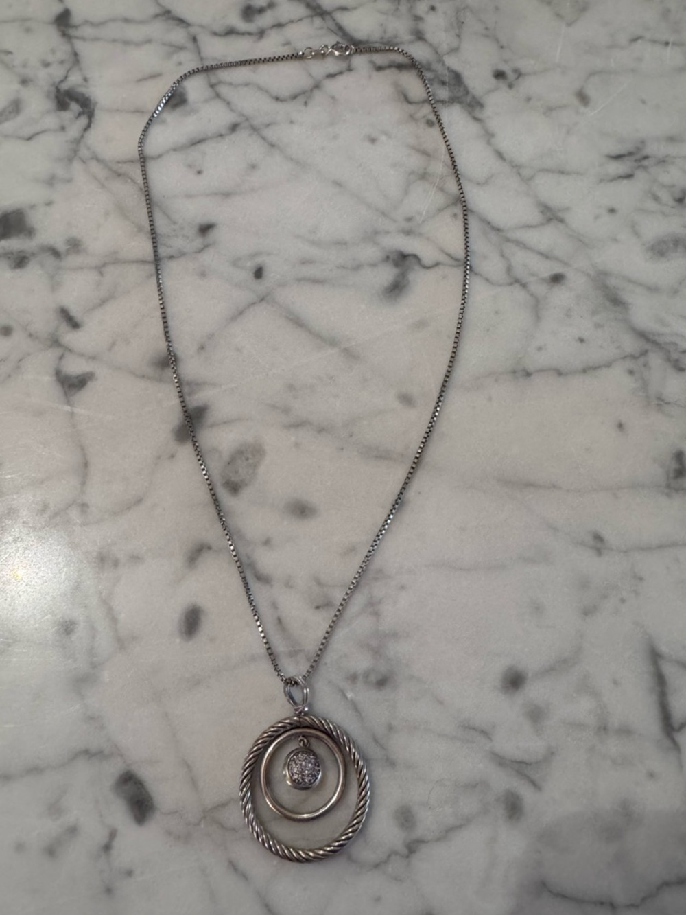David yurman mobile circle diamond pendant, sterling silver, like new